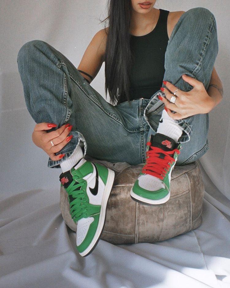 Custom GREEN Jordan 1 High Q ( Customs And Box ), Jordan 1 Sneakers Active - tntwear1