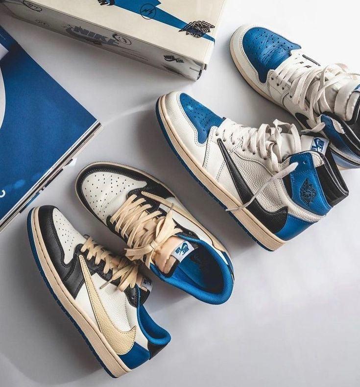 Custom Blue T-Scott x Fragment x Air Jordan 1 High Q ( Customs And Box ), Jordan 1 Sneakers Active - tntwear1