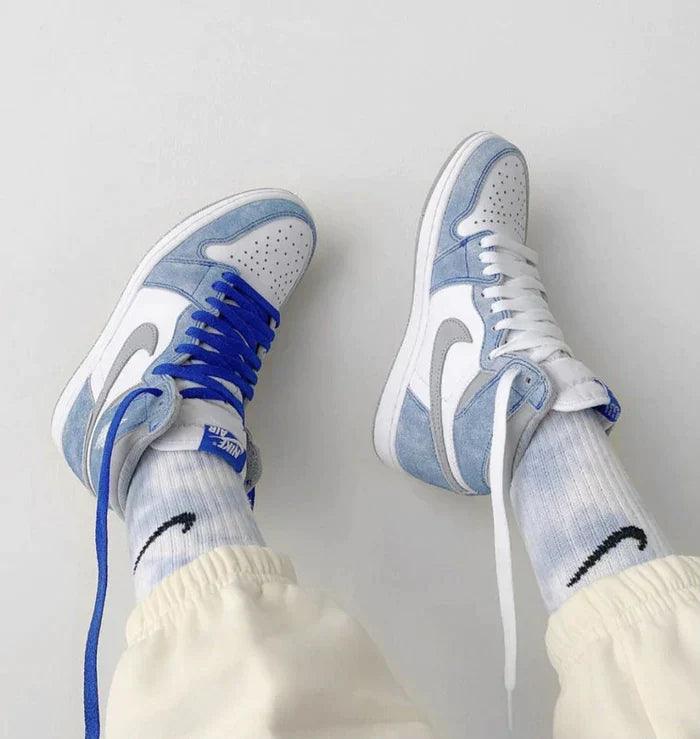 Custom Blue White Jordan 1 High Q ( Customs And Box ), Jordan 1 Sneakers Active - tntwear1