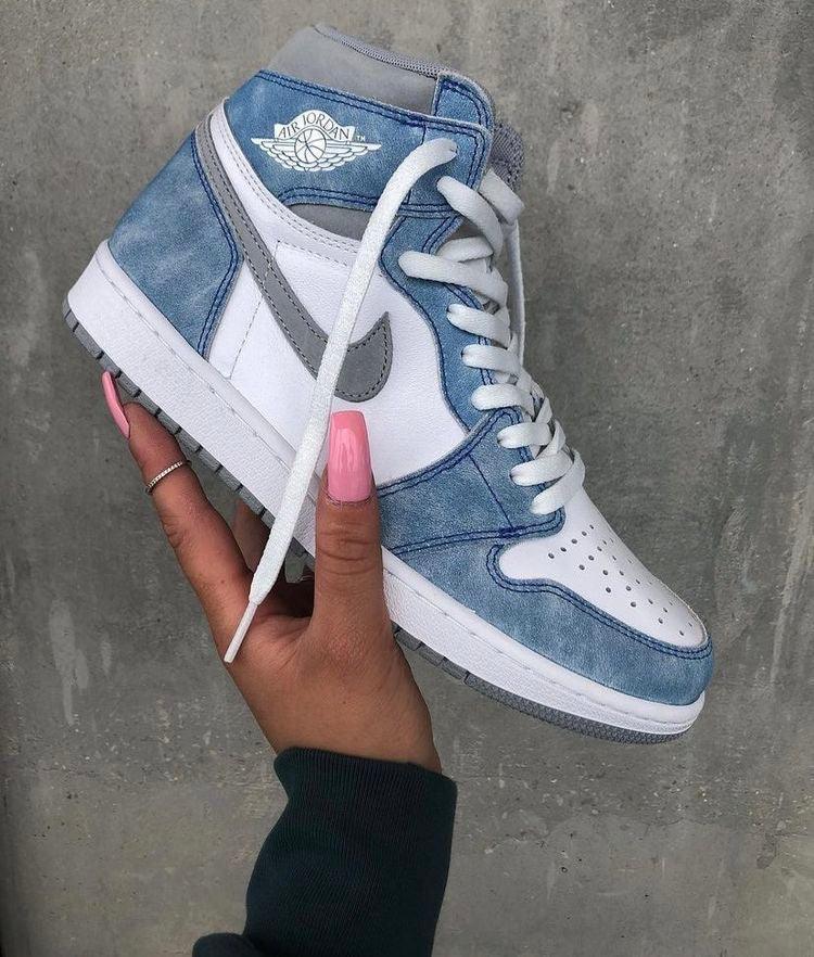 Custom Blue White Jordan 1 High Q ( Customs And Box ), Jordan 1 Sneakers Active - tntwear1