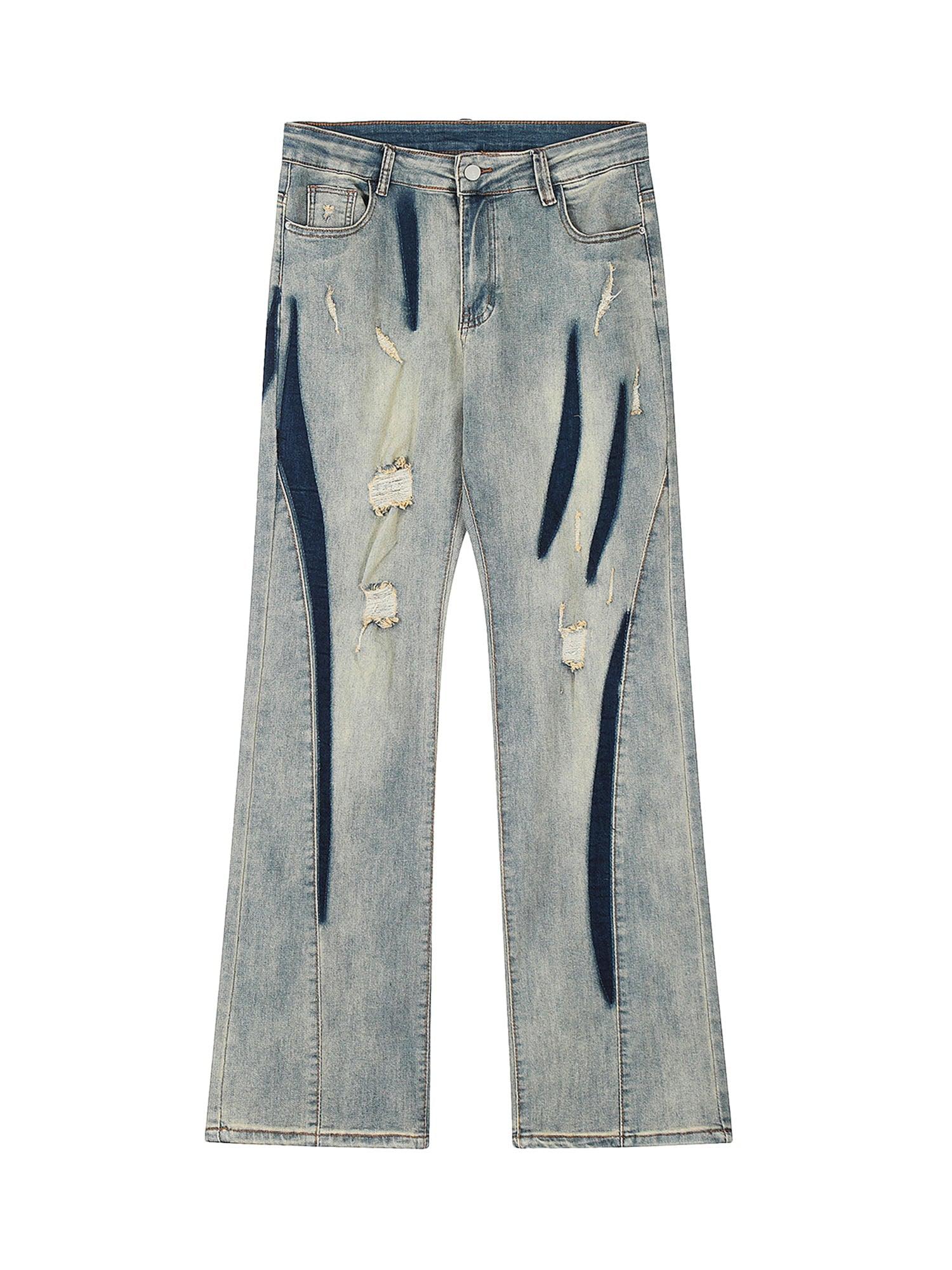 Tntwear Vintage Washed Split Structure Hip-Hop Jeans - tntwear1