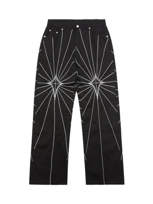 Tntwear Heavy Spider Web Embroidered Topstitch Jeans/French trousers - tntwear1