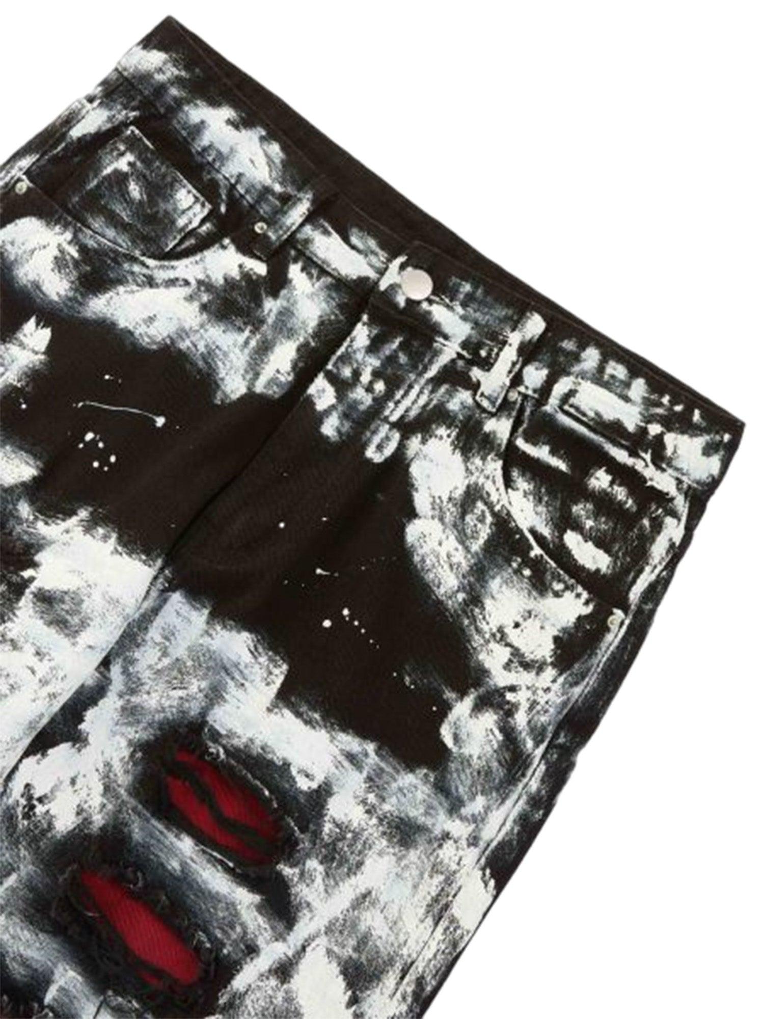 High Street Ripped Graffiti Contrasting Jeans - 1995 - tntwear1