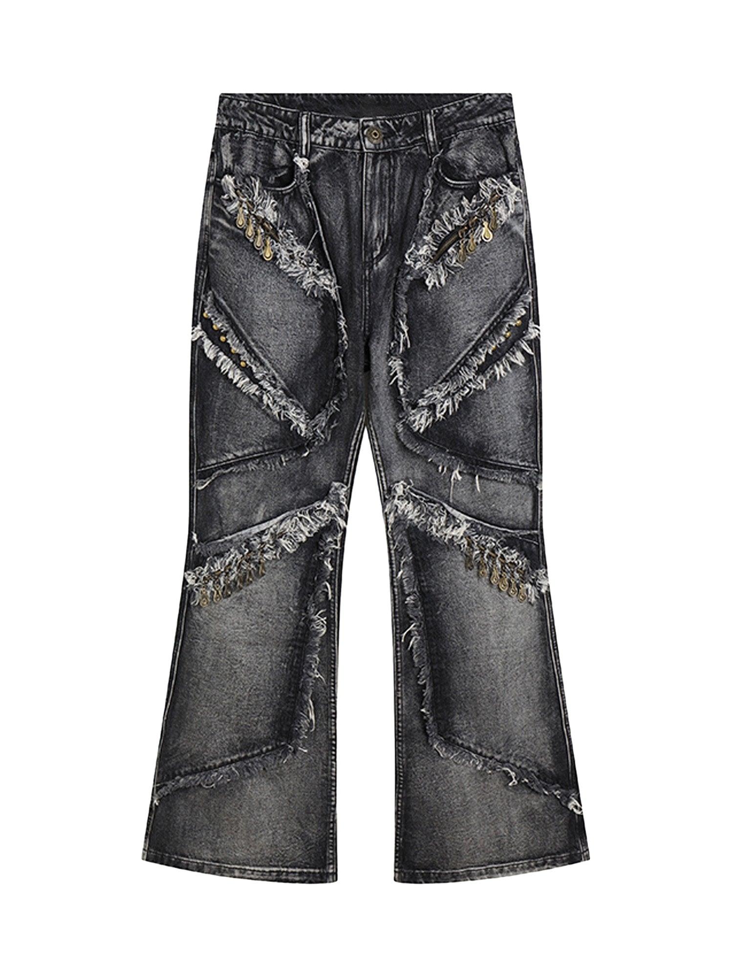 Retro Multi-Pull Washed Distressed Tassel Jeans - 2097 - tntwear1