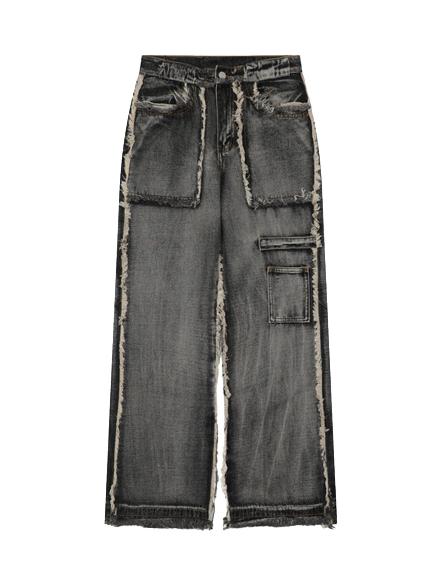 Tntwear High Street Washed And Distressed Raw Edge Jeans - 2068 - tntwear1