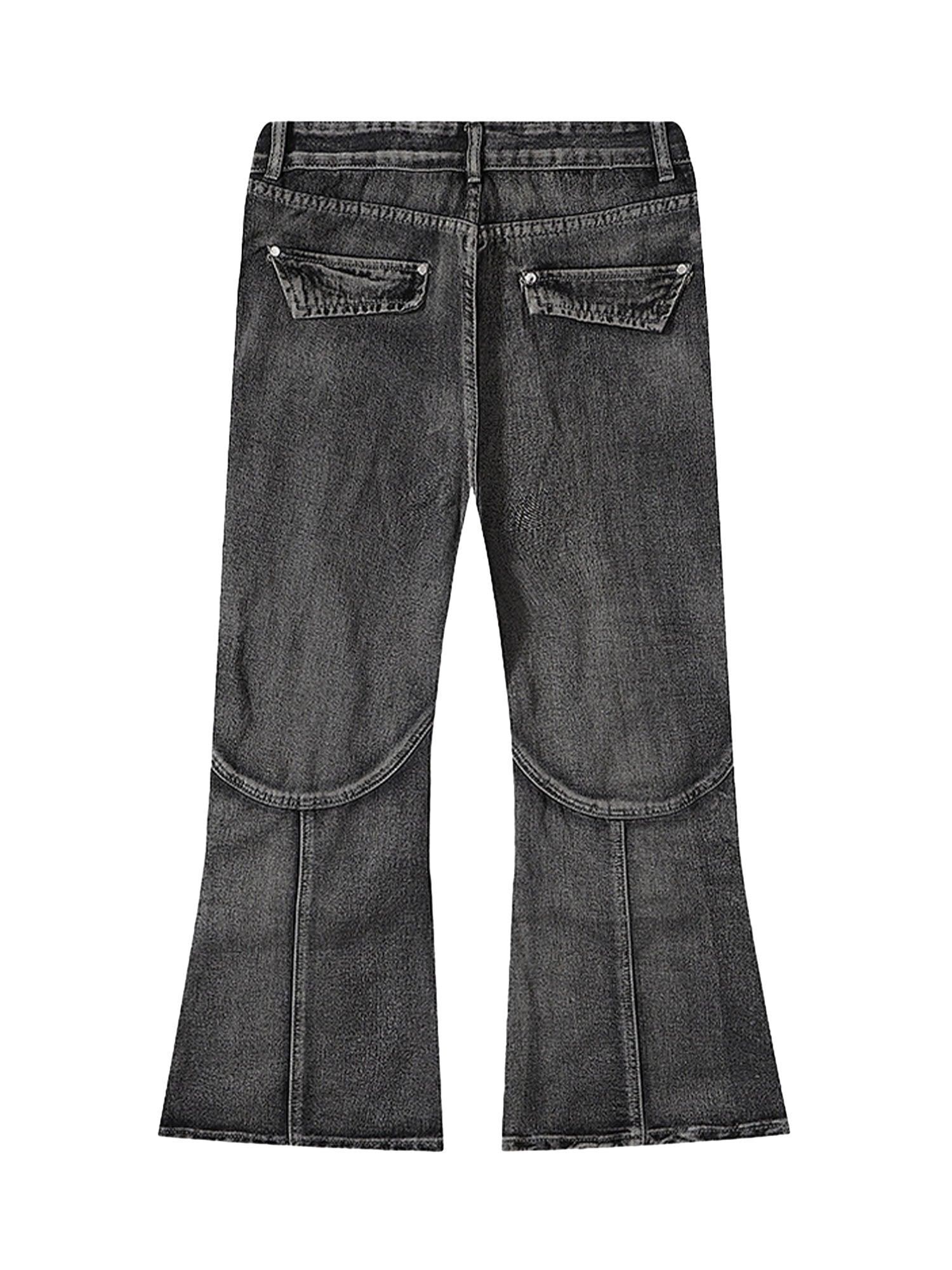 Wasteland Style Washed Distressed Pleated Flare Jeans - tntwear1