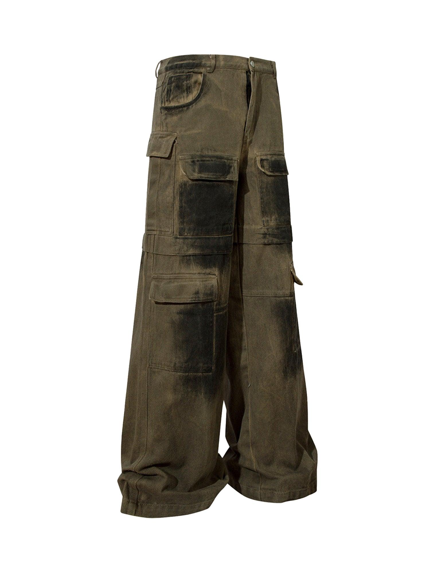 Heavy-duty Spray-painted Distressed Denim Overalls - 2106 - tntwear1