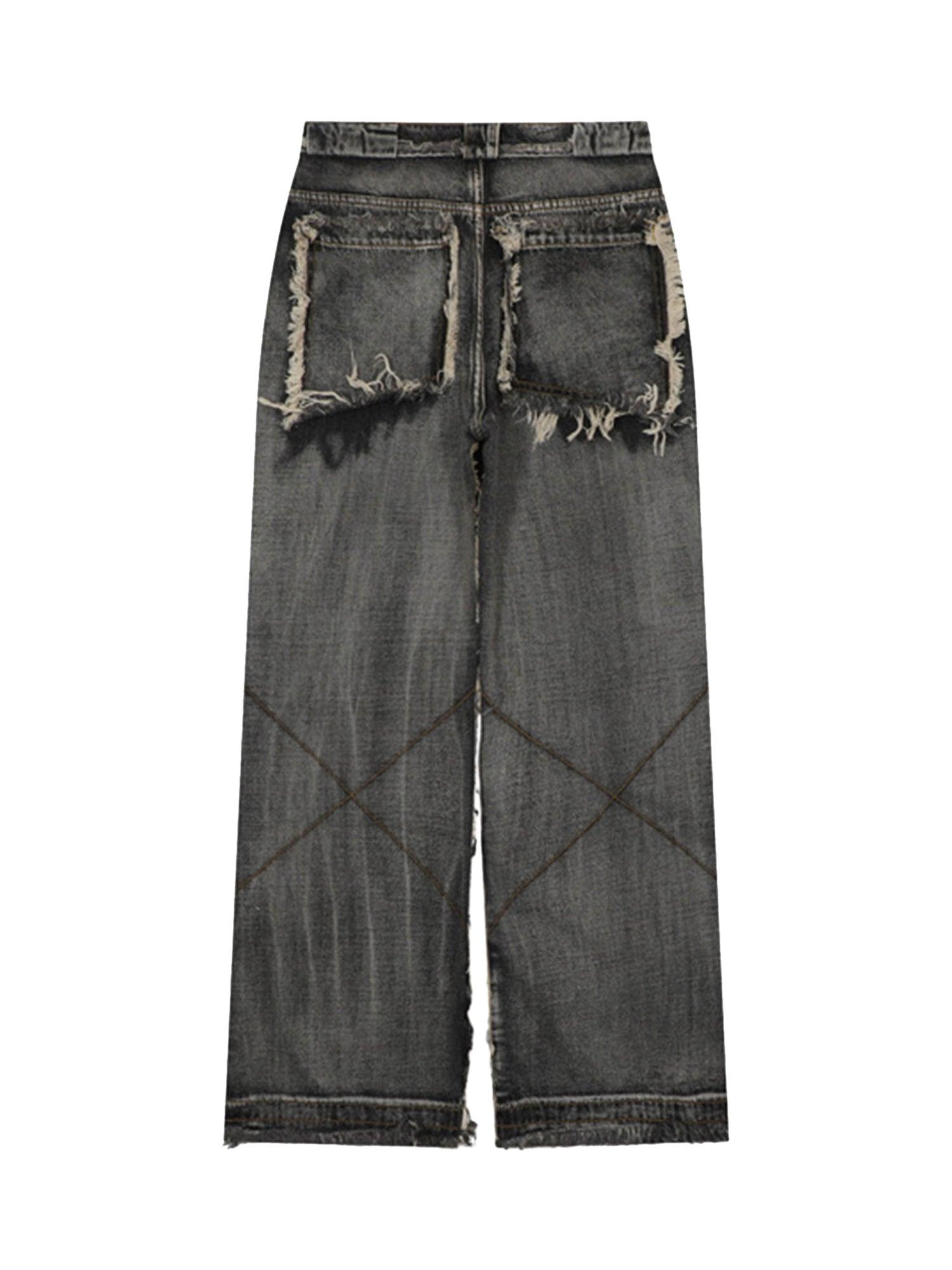 Tntwear High Street Washed And Distressed Raw Edge Jeans - 2068 - tntwear1