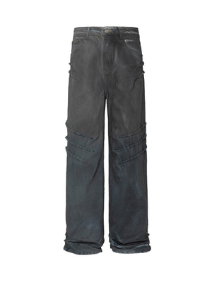 Dirty Wash Design Fleece Straight Leg Jeans - tntwear1