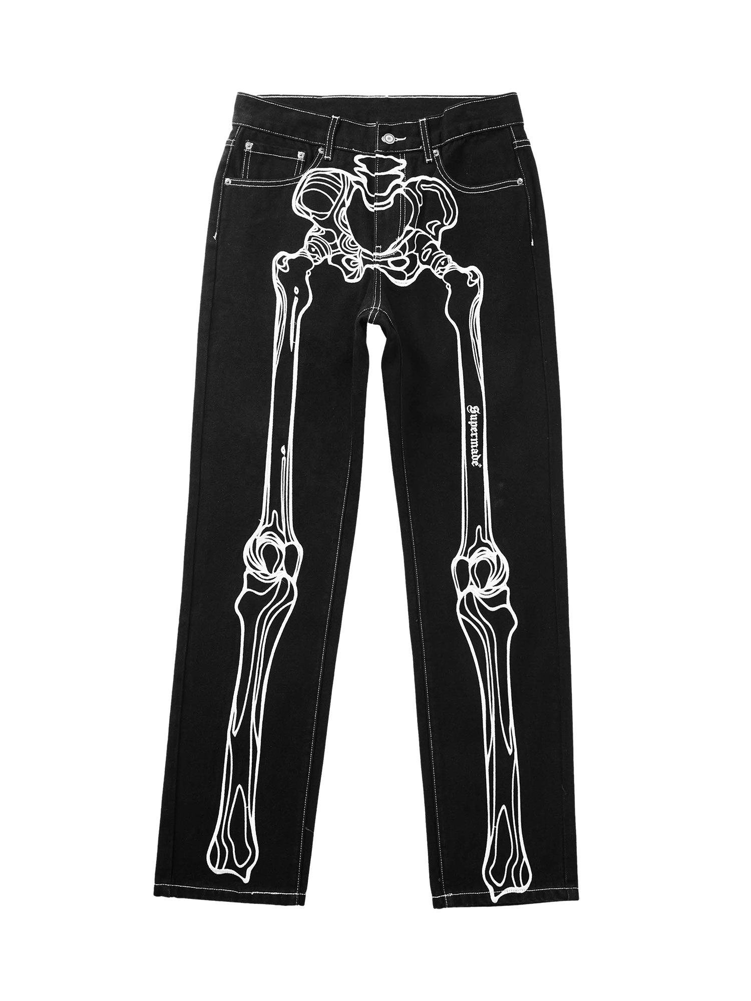 Tntwear Hip Hop Bones Embroidered Jeans - 1859 - tntwear1