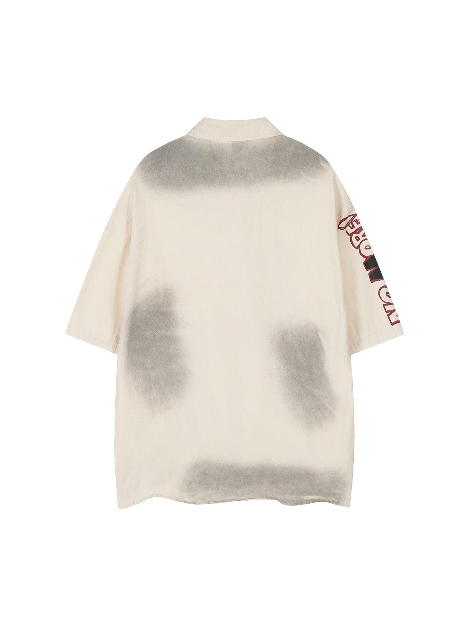 Tntwear Retro Spray Paint Letter Print Shirt