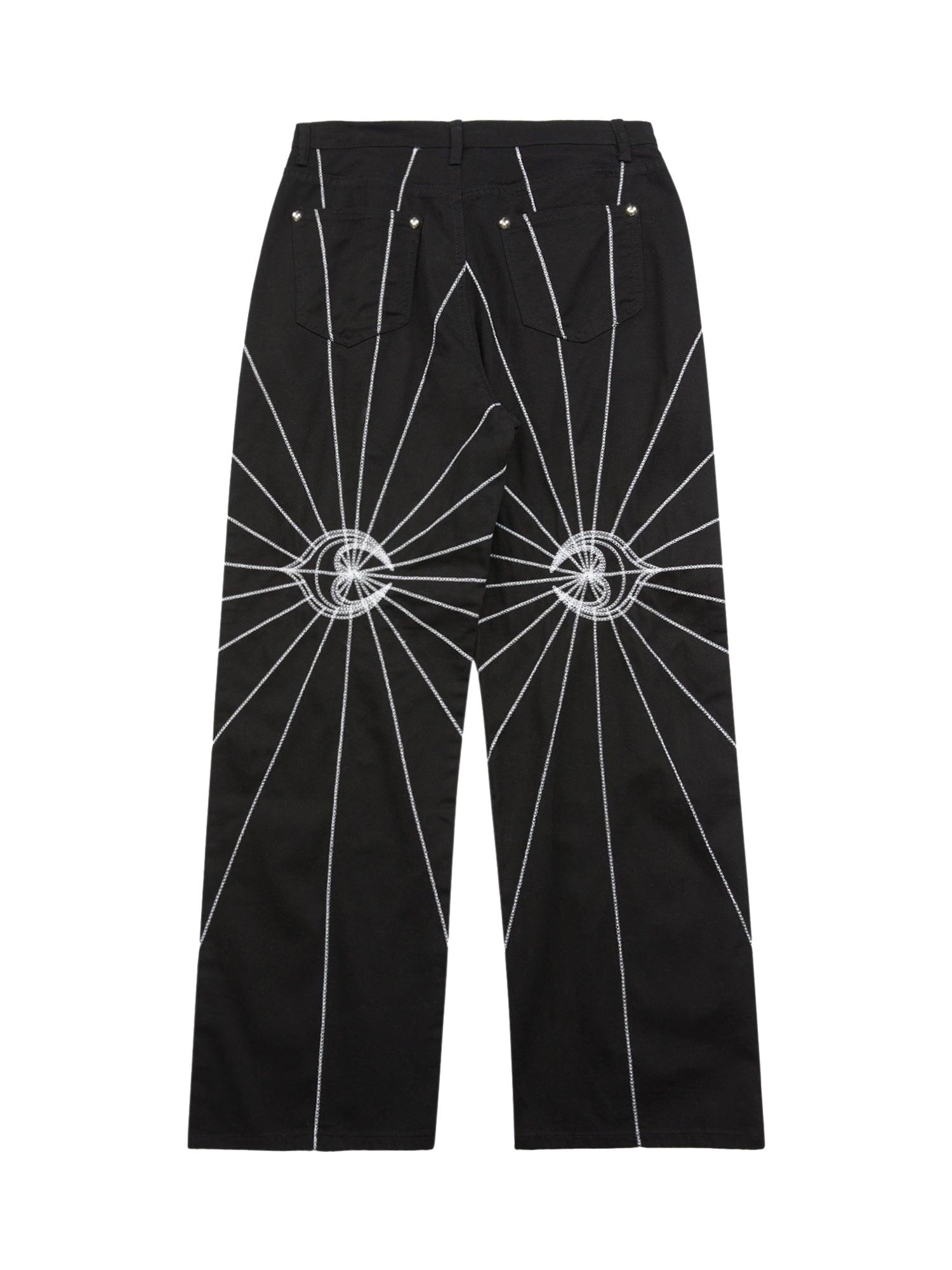 Tntwear Heavy Spider Web Embroidered Topstitch Jeans/French trousers - tntwear1