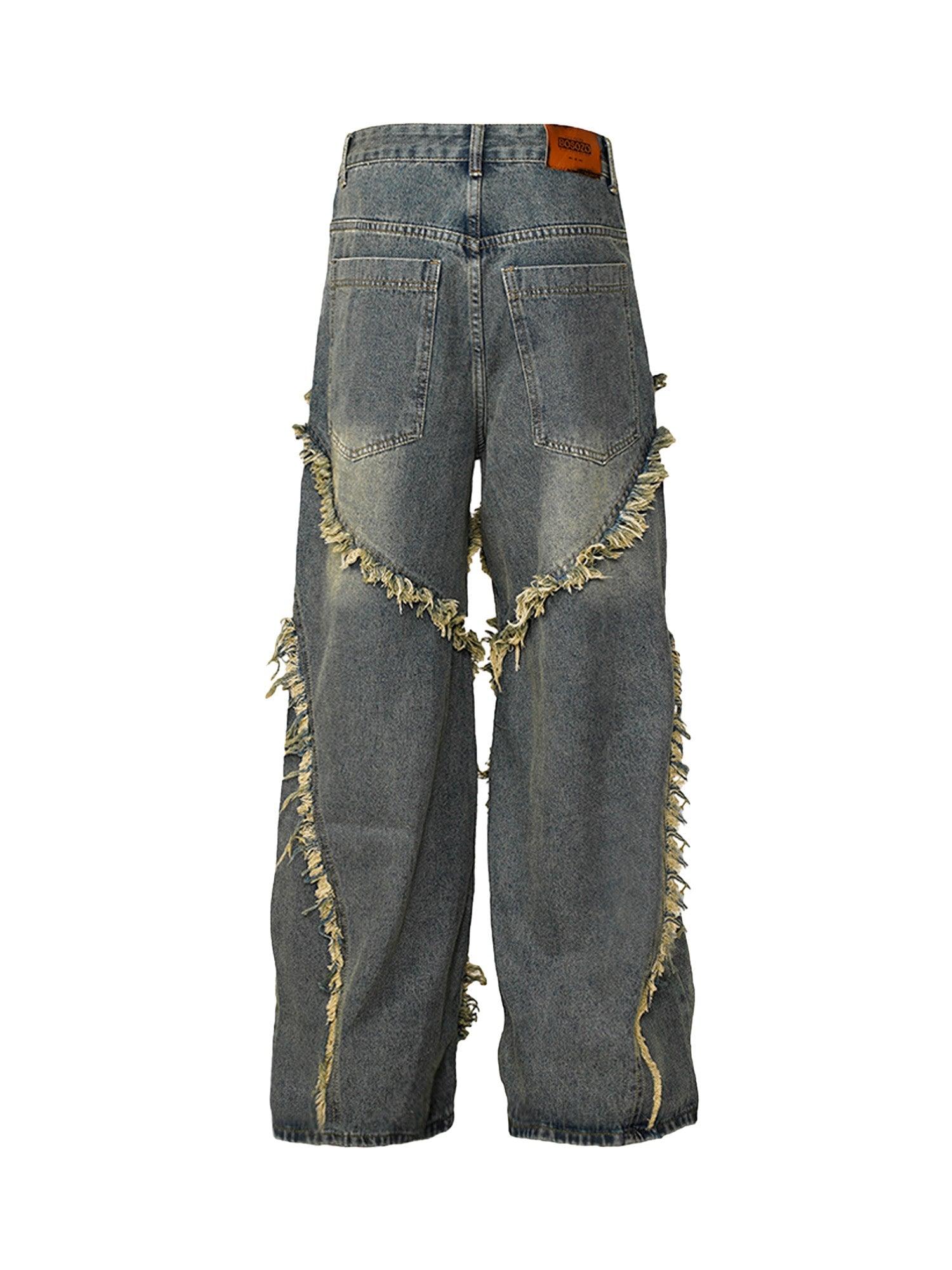 Tntwear High Street Hip Hop Washed Distressed Jeans - 2069 - tntwear1