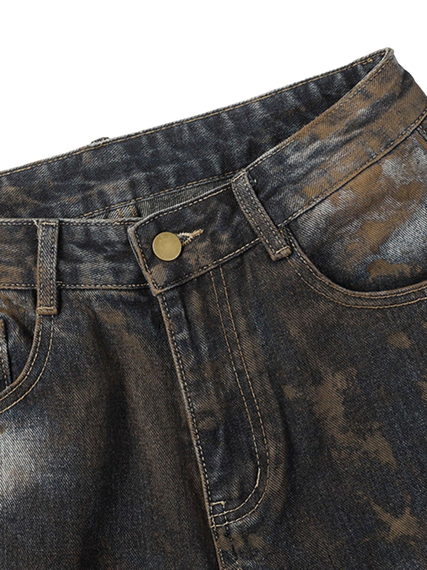 Heavy Duty Ripped Washed Straight Jeans - tntwear1