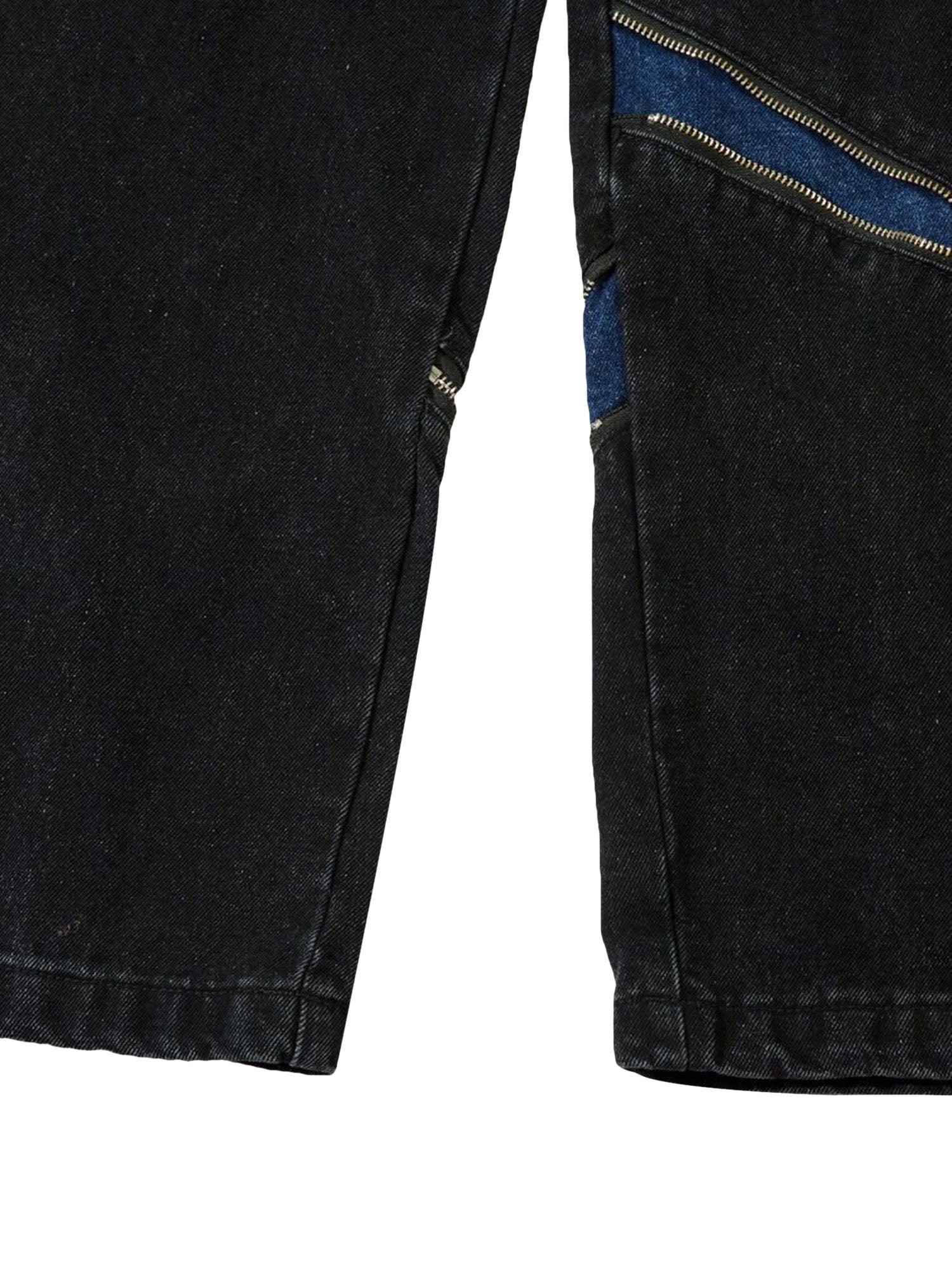 High Street Zipper Design Washed Jeans - tntwear1