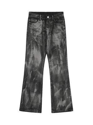 Tntwear Heavy Washed Ink Splash Graffiti Hip-Hop Jeans - tntwear1