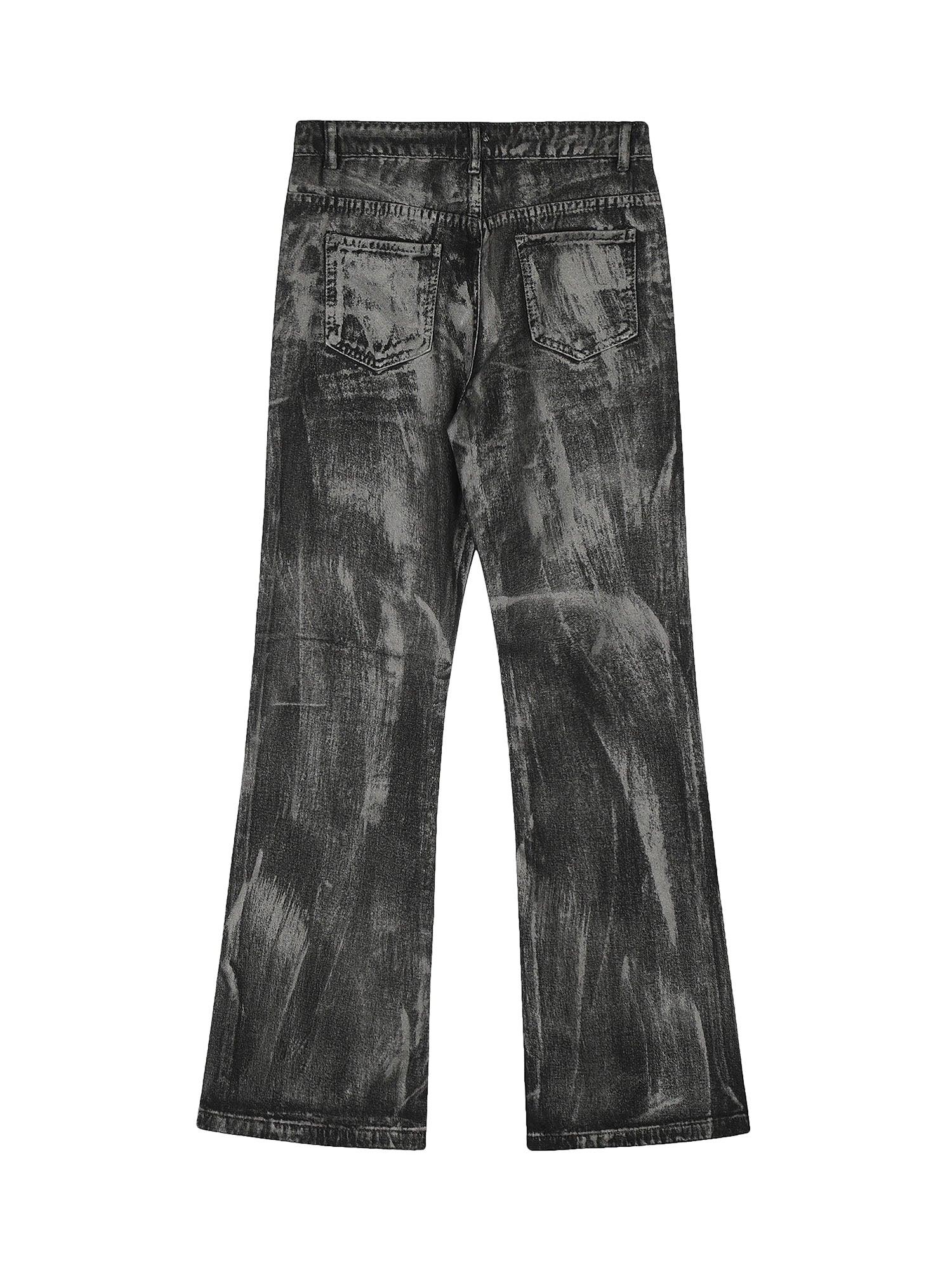 Tntwear Heavy Washed Ink Splash Graffiti Hip-Hop Jeans - tntwear1