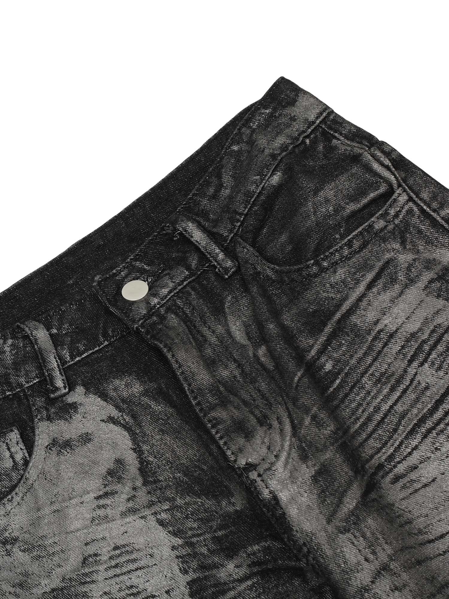 Tntwear Heavy Washed Ink Splash Graffiti Hip-Hop Jeans - tntwear1