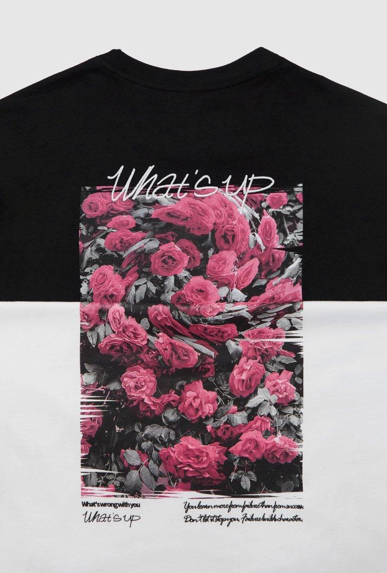 Loose Rose Flower Print T-shirt - tntwear1