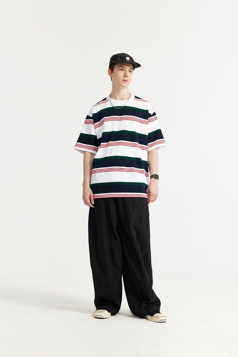 Loose Striped Contrast T-shirt - tntwear1