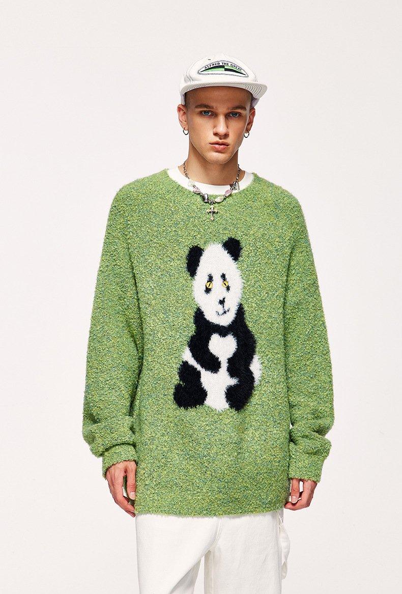 Loose Panda Knitted Fuzzy Sweater - tntwear1