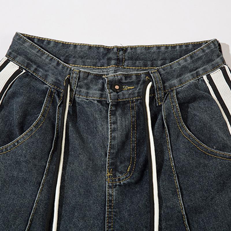 Vintage Side Stripes Drawstring Jeans - tntwear1