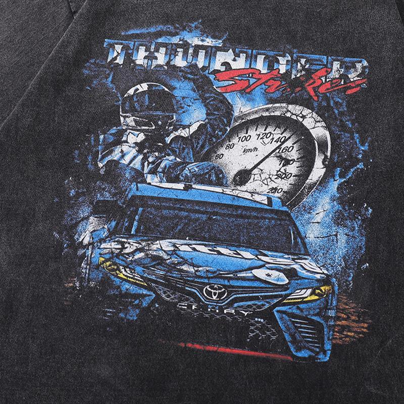 Vintage Loose Racing Car Print T-Shirt - tntwear1