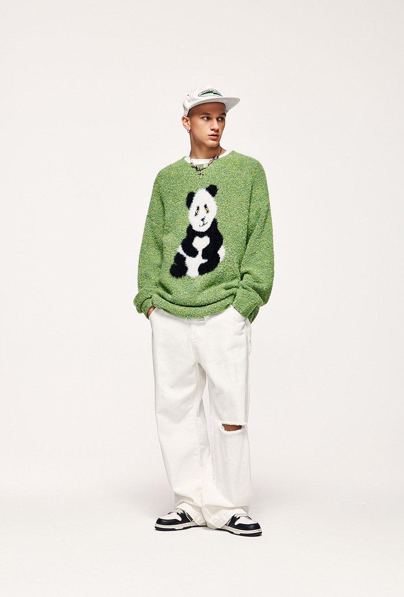 Loose Panda Knitted Fuzzy Sweater - tntwear1