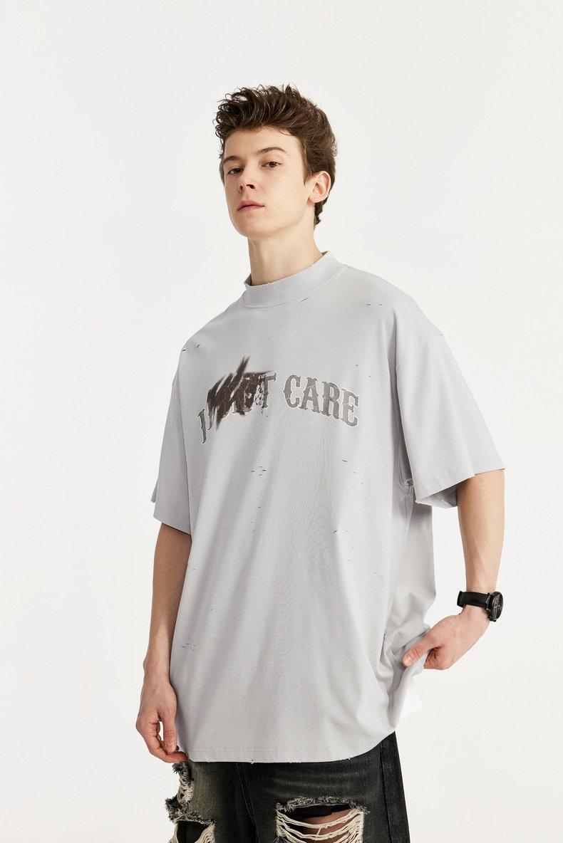 I Don't Care High-neck T-shirt - tntwear1