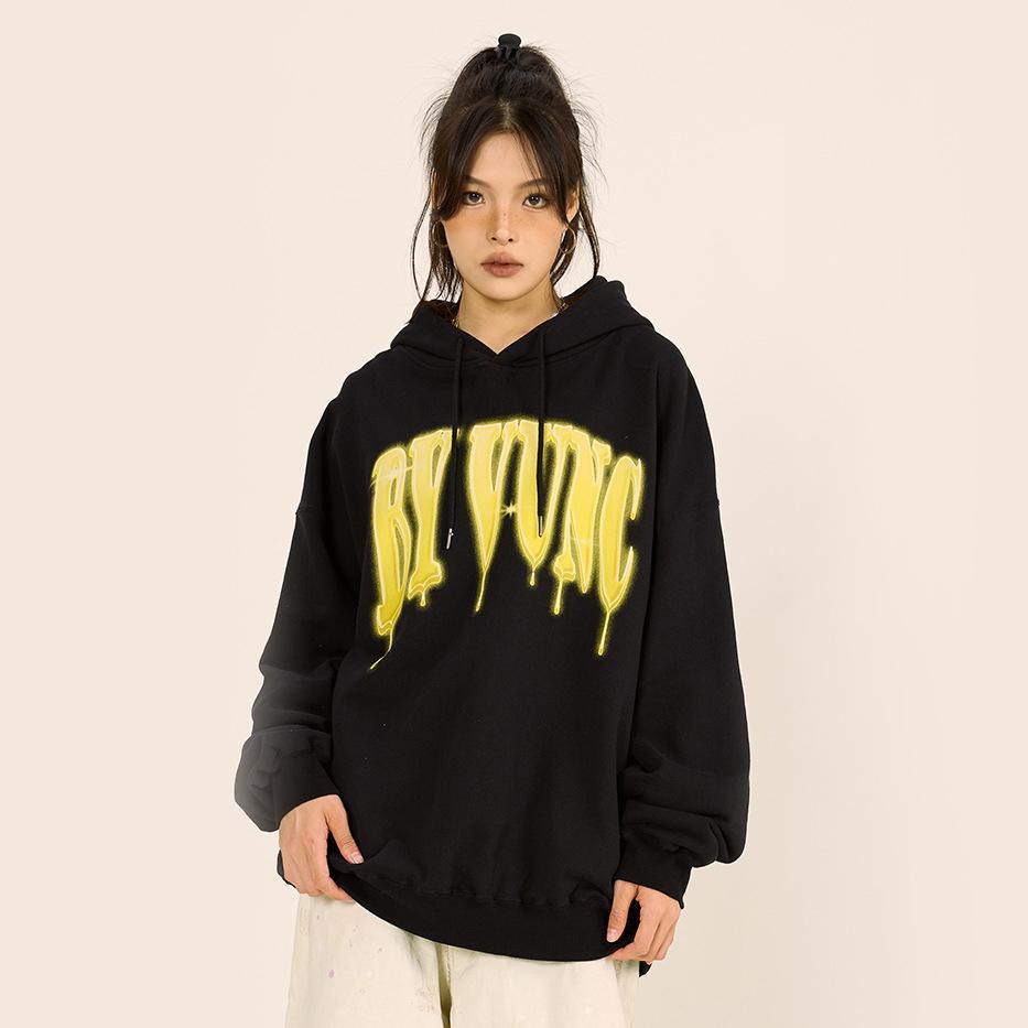 Loose Printed Washed Hoodie - tntwear1