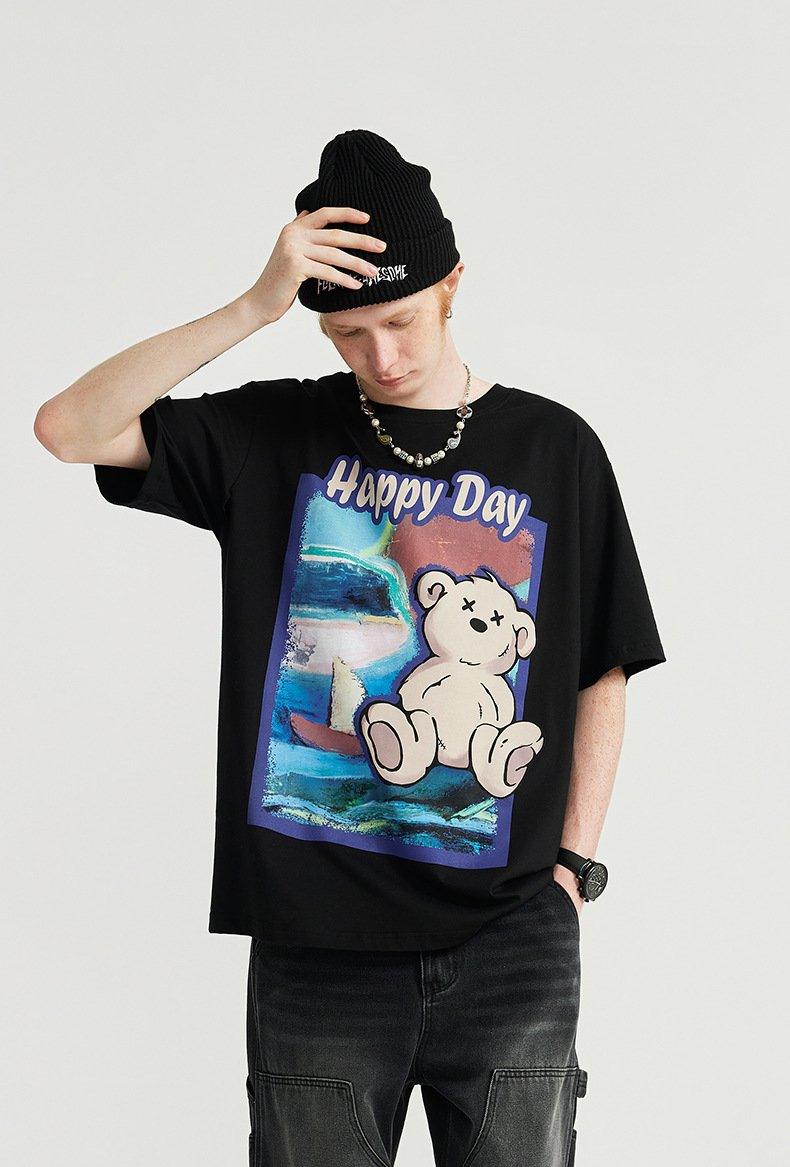 Happy Day Bear Printed T-shirt - tntwear1