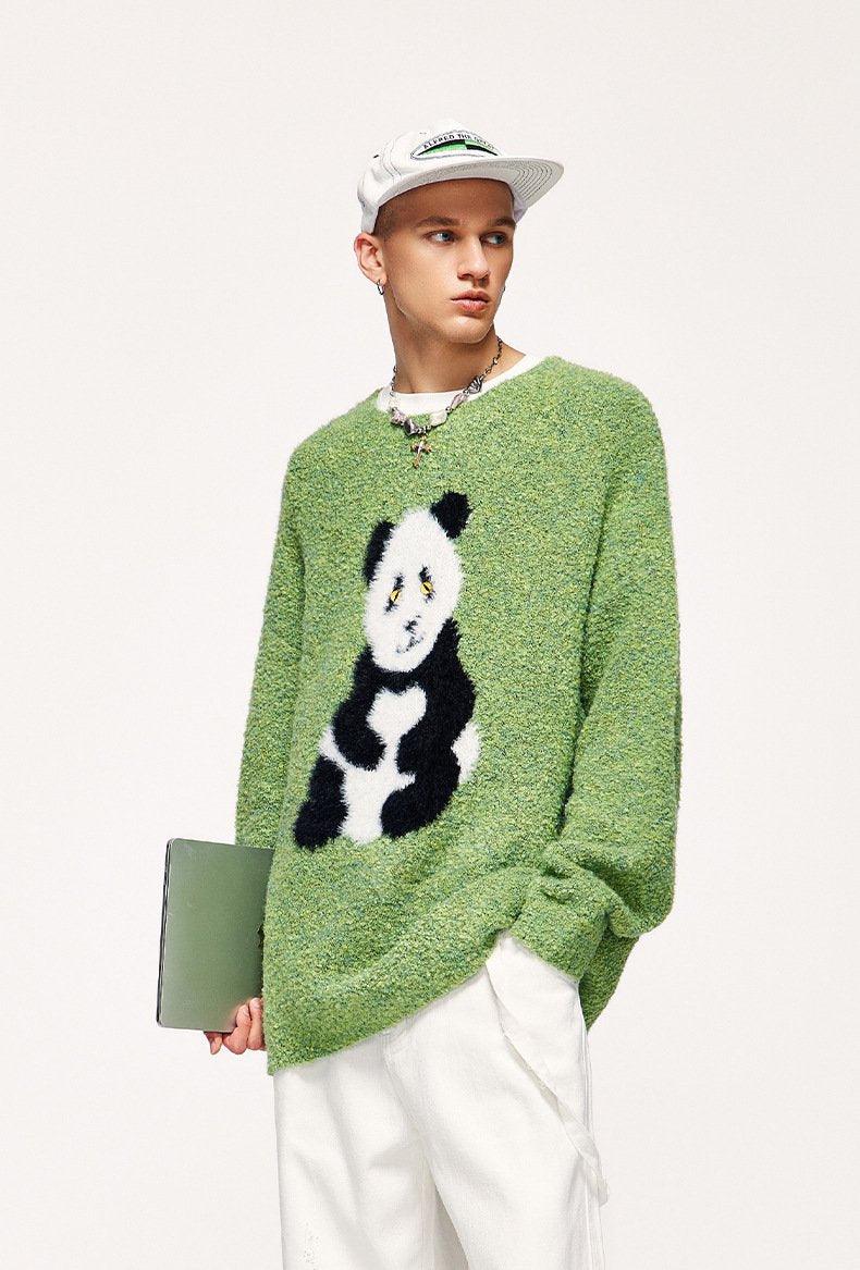 Loose Panda Knitted Fuzzy Sweater - tntwear1