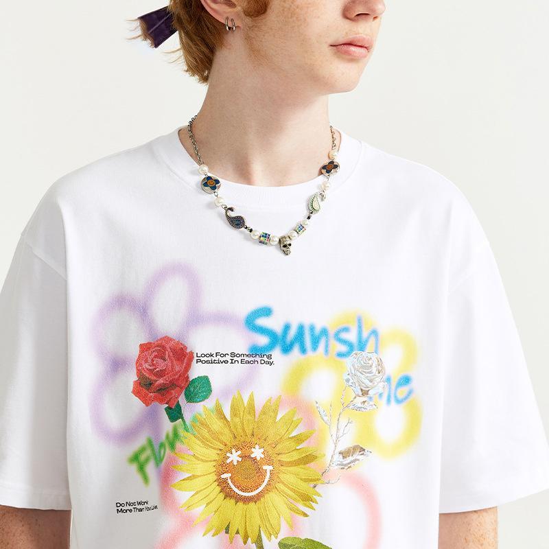 Loose Graffiti Sunflower T-shirt - tntwear1