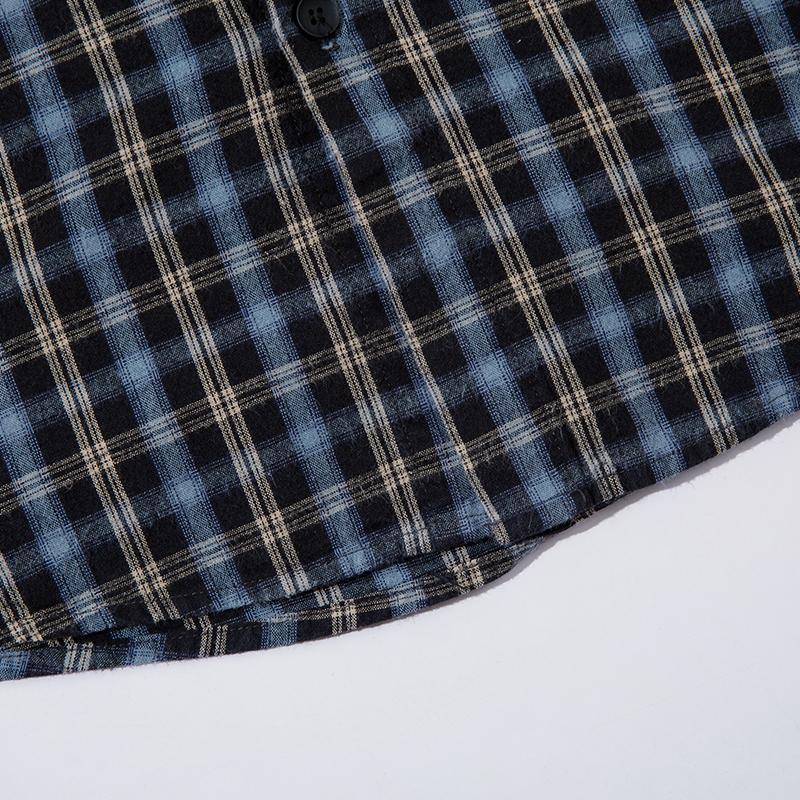 Plaid Polo Loose Shirt - tntwear1