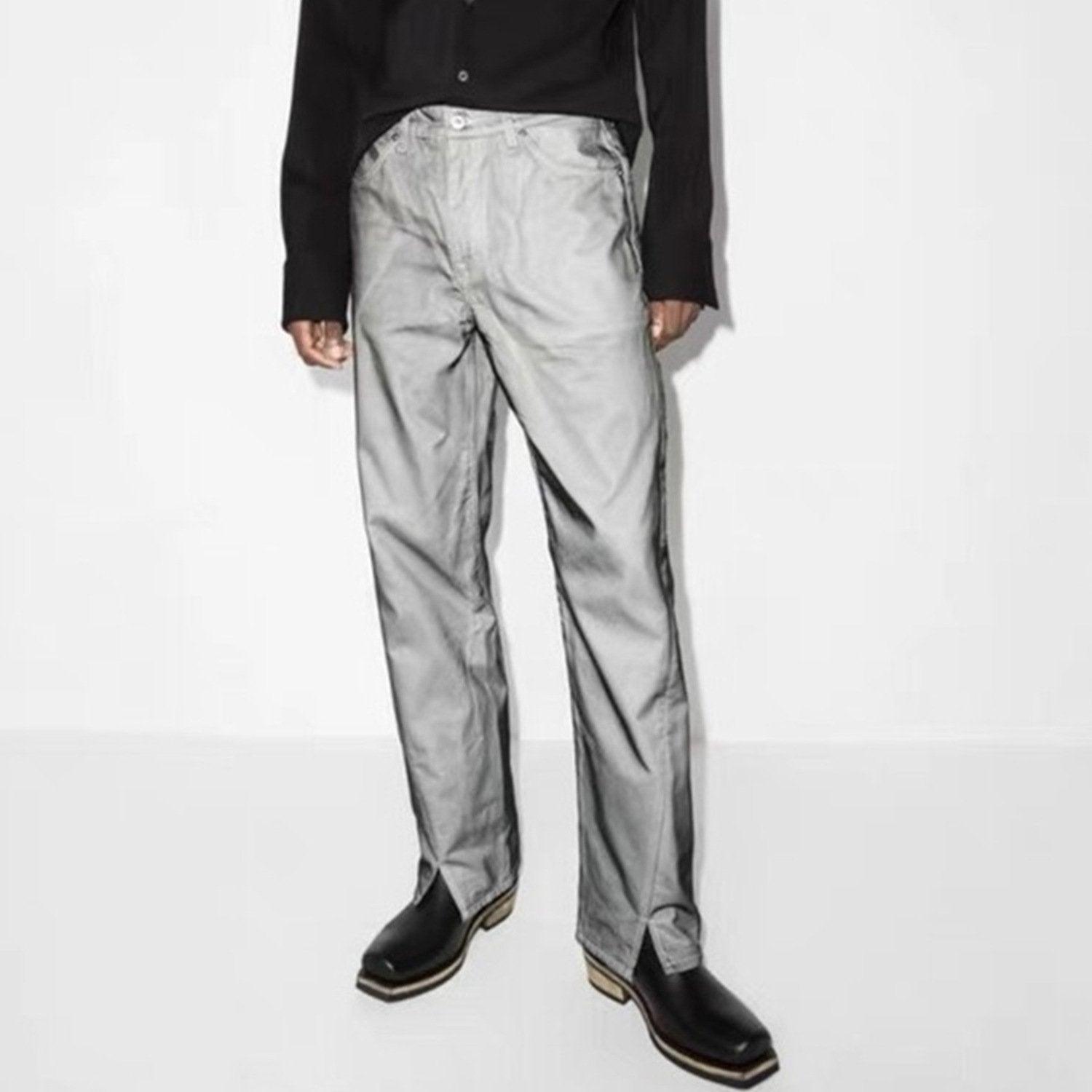 Reflective Gray Straight-Leg Jeans - tntwear1