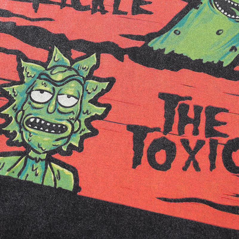 Loose Washed Toxic Rick Print T-Shirt - tntwear1