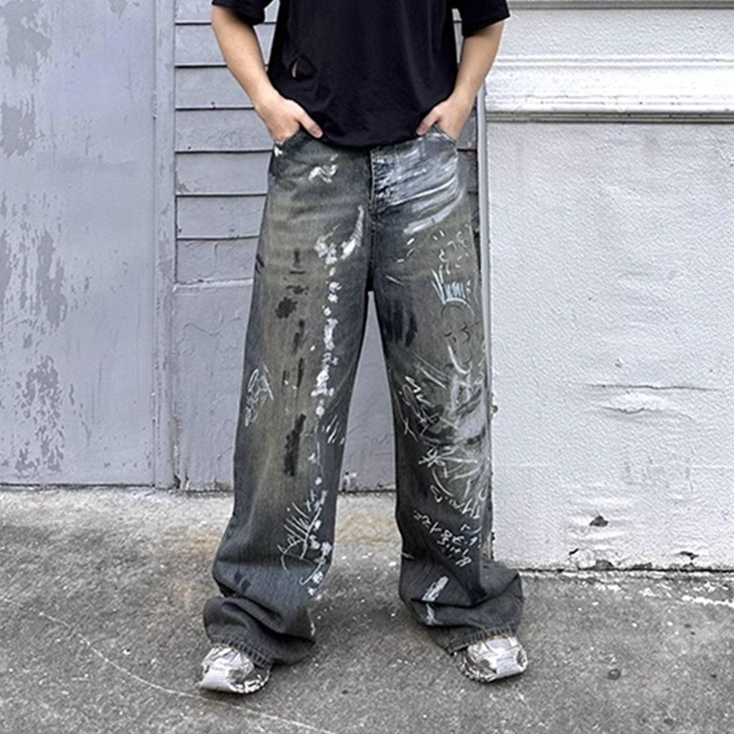 Wide-leg Baggy Graffiti Jeans - tntwear1