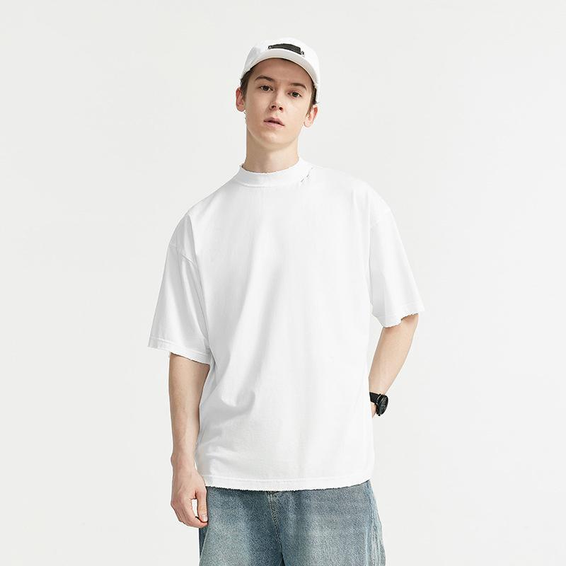 High-neck Respecting Solid Loose T-shirt - tntwear1