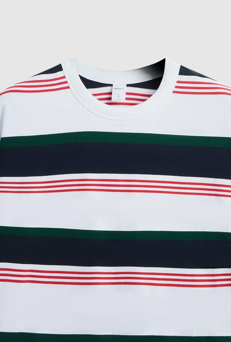 Loose Striped Contrast T-shirt - tntwear1