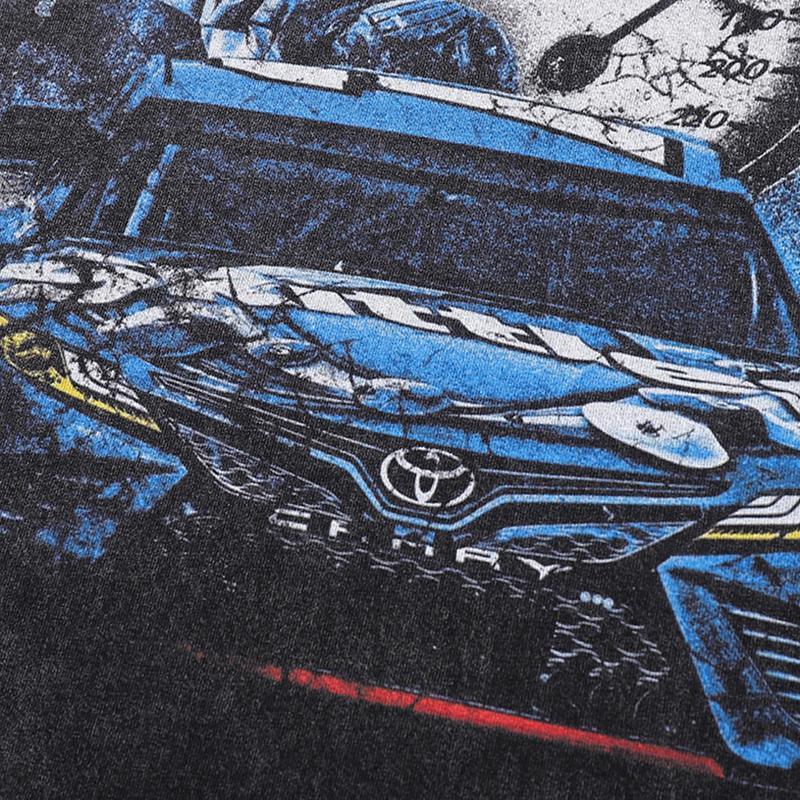 Vintage Loose Racing Car Print T-Shirt - tntwear1