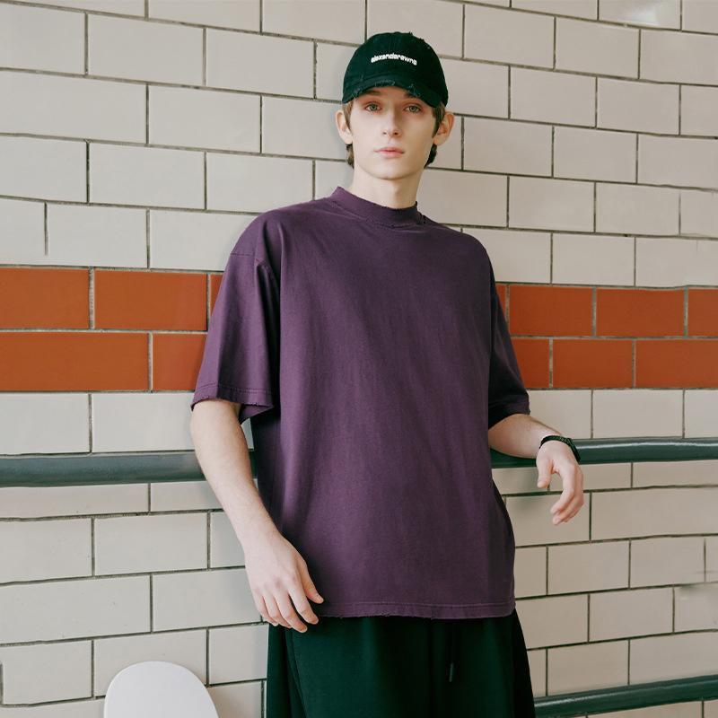 High-neck Respecting Solid Loose T-shirt - tntwear1