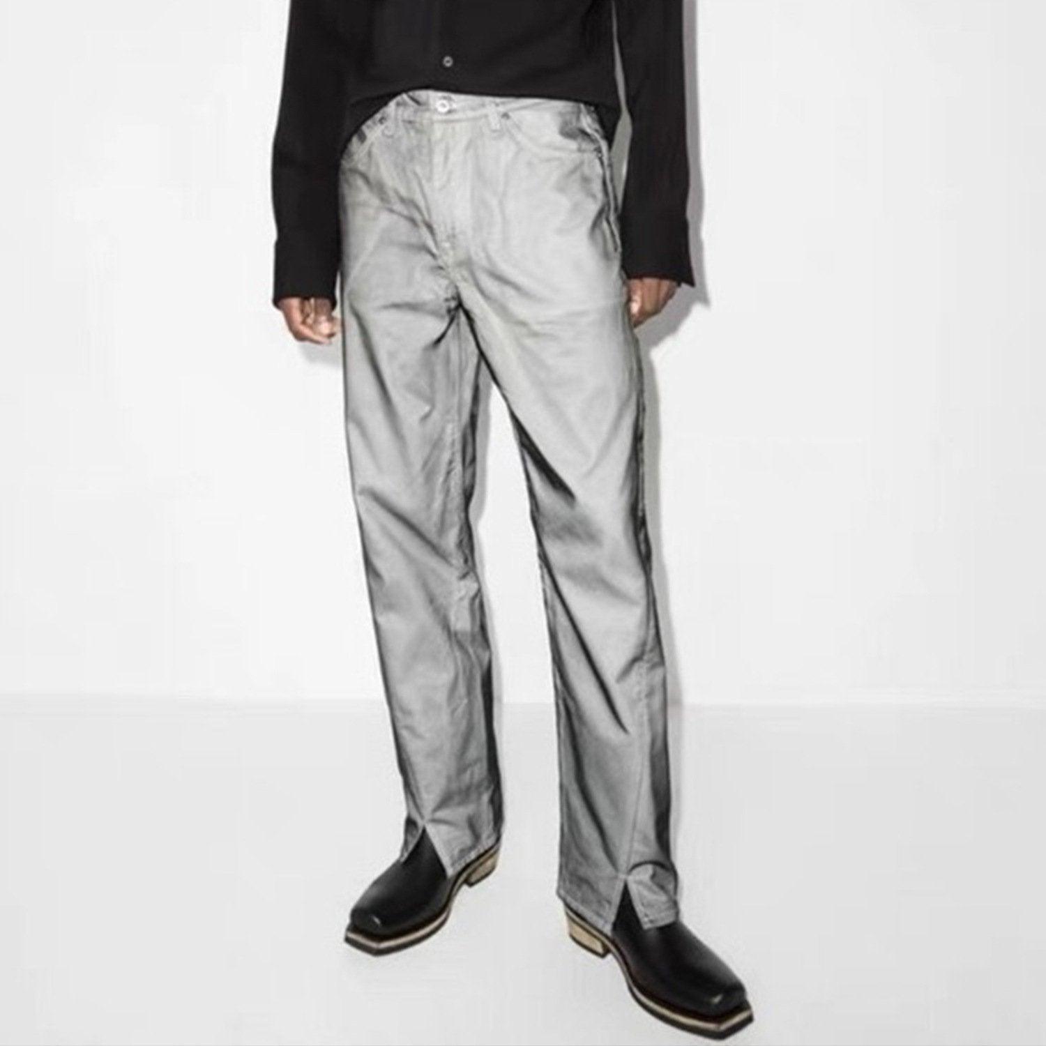 Reflective Gray Straight-Leg Jeans - tntwear1