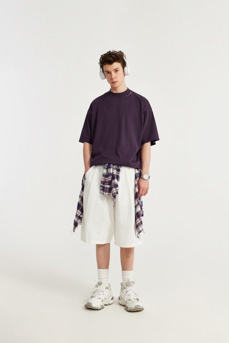 High-neck Respecting Solid Loose T-shirt - tntwear1