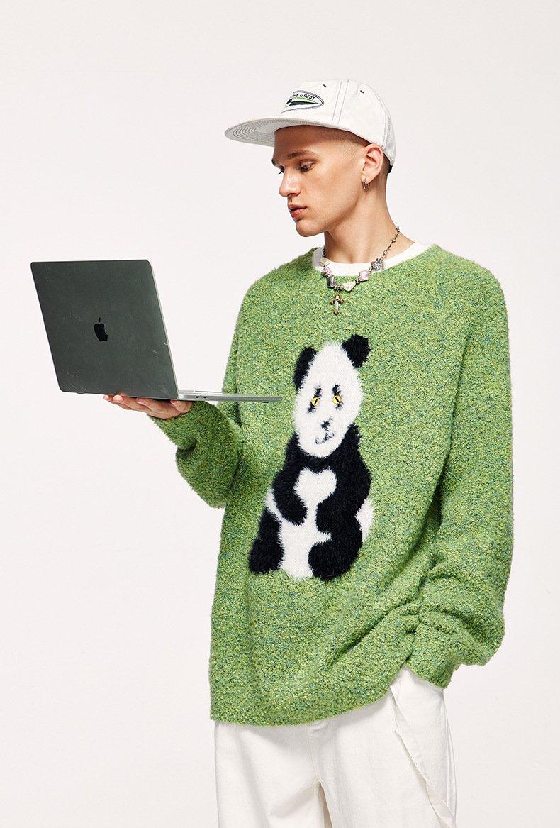 Loose Panda Knitted Fuzzy Sweater - tntwear1