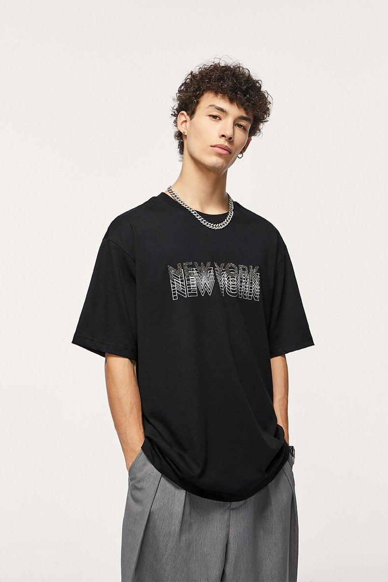 Diamond New York Letter Print T-shirt - tntwear1