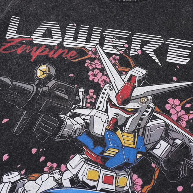 Vintage Anime Robot Printed T-shirt - tntwear1