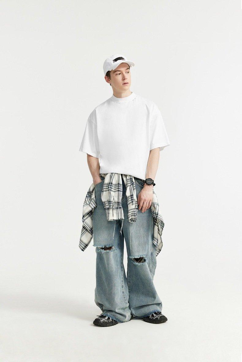 High-neck Respecting Solid Loose T-shirt - tntwear1