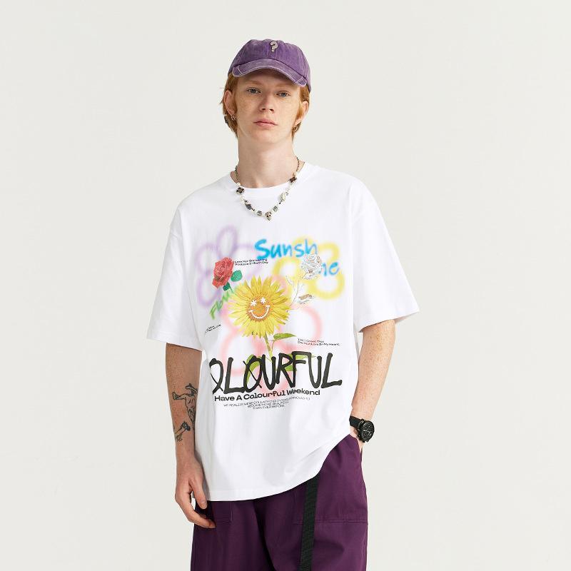 Loose Graffiti Sunflower T-shirt - tntwear1