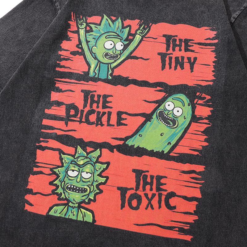 Loose Washed Toxic Rick Print T-Shirt - tntwear1