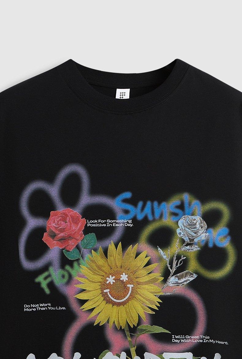 Loose Graffiti Sunflower T-shirt - tntwear1